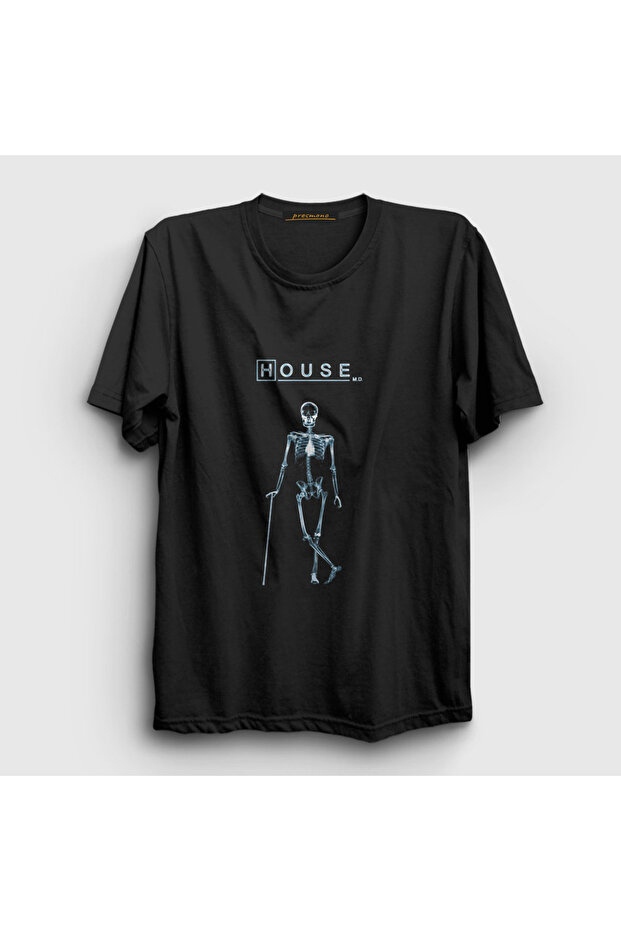 Unisex Black X Ray Skeleton House Md T-Shirt 570073Tt