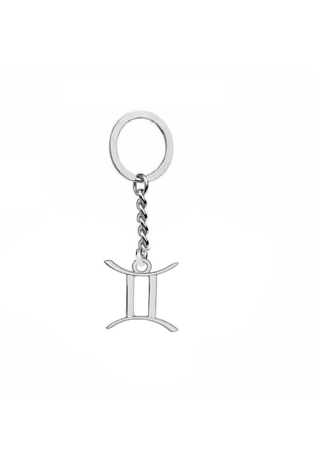 Gemini Zodiac Sign Symbol Keychain – Zinc Plated, Unisex Astrological Design