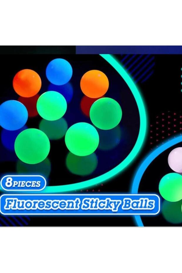 Random 8 8/12Pcs Glow-in-Dark Sticky Balls, Upgraded Ceiling Glorbs, Soft Washable Fidget Toy, Stres