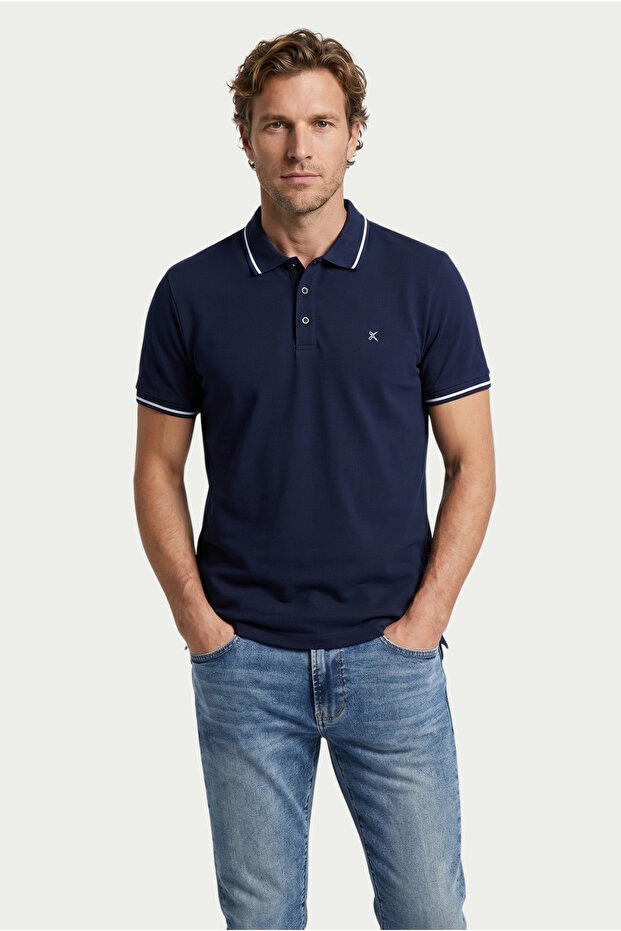 Polo Collar Slim Fit Slim Fit Embroidered Single Jersey Cotton T-Shirt