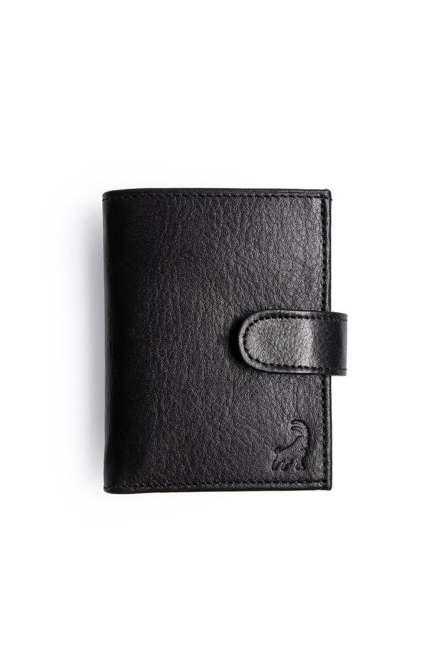 Snap Fastener Vertical Leather Wallet