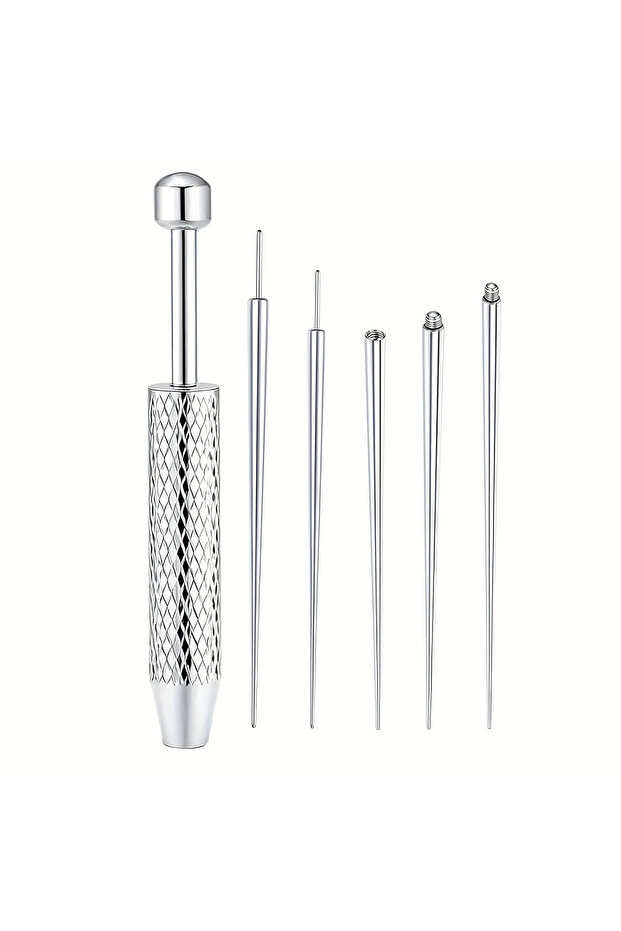 6P-silvery 5/6/8PCS Titanium Insertion Pin Taper for Threadless Jewelry Nostril Piercing Taper Push