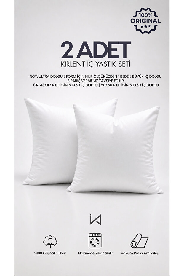 2 Pieces Premium Ultra Plump Square Throw Pillow Inner Cushion | Original Silicone Filler | Sofa Corner Cushion | Vacuum Packed | Washable