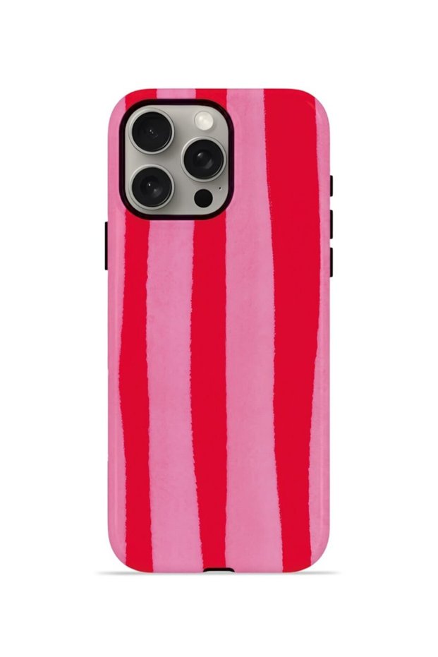 iPhone 15 Pro Max Vorian Dual Layer Case Raspberry Bold Stripe