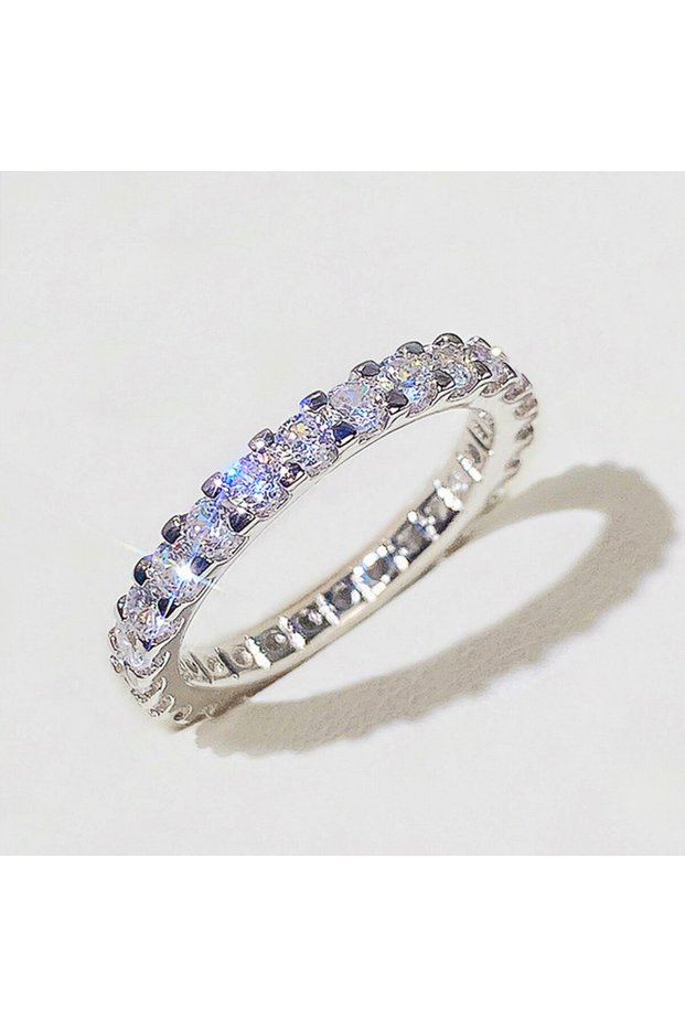 6 F1218 Huitan Bling Bling Promise Rings with Round CZ Delicate Low-key Wedding Ring for Women High