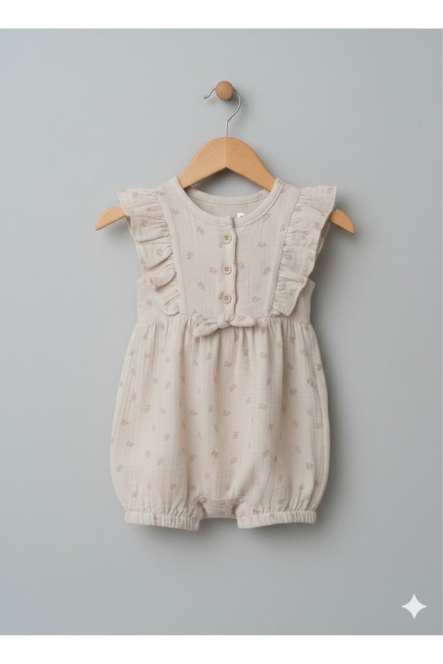 Baby Girl Muslin Fabric Ruffle Romper Jumpsuit