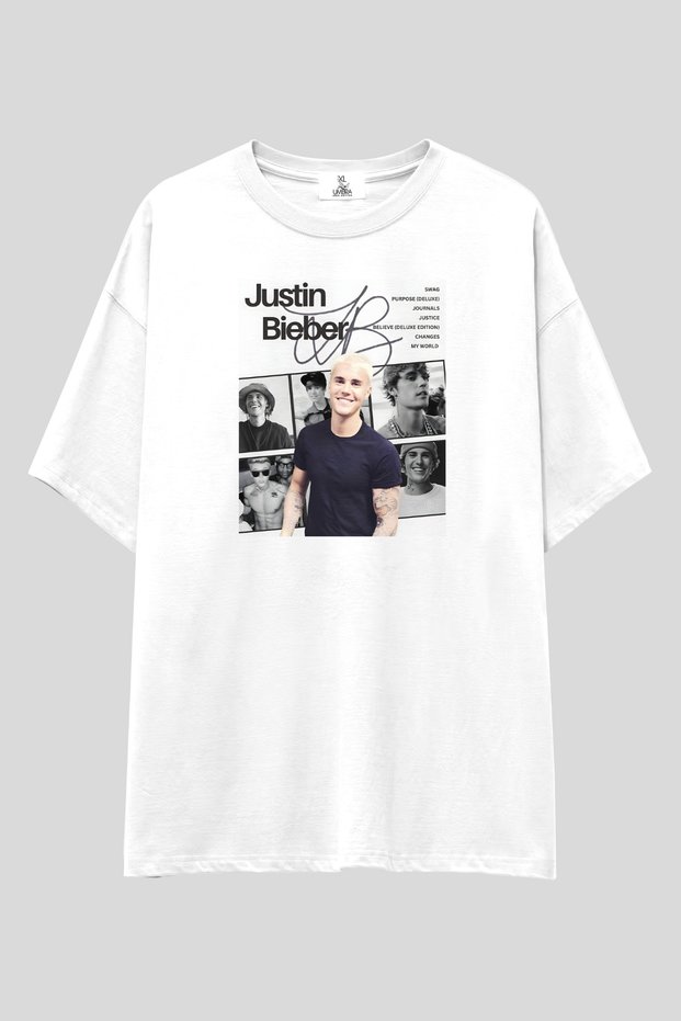 Justin Bieber T-Shirt | Unisex 100% Cotton Pop Star Concert Album Collage Printed Custom Design Tee