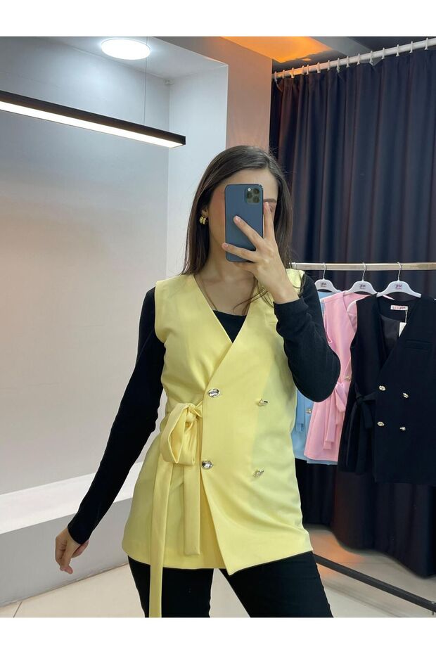 BAĞLAMLI ASTARLI DOUBLE YELEK
