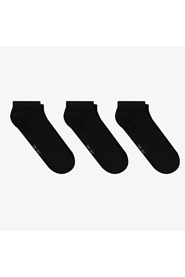 United4 Unisex Black 3-Piece Bootie Socks