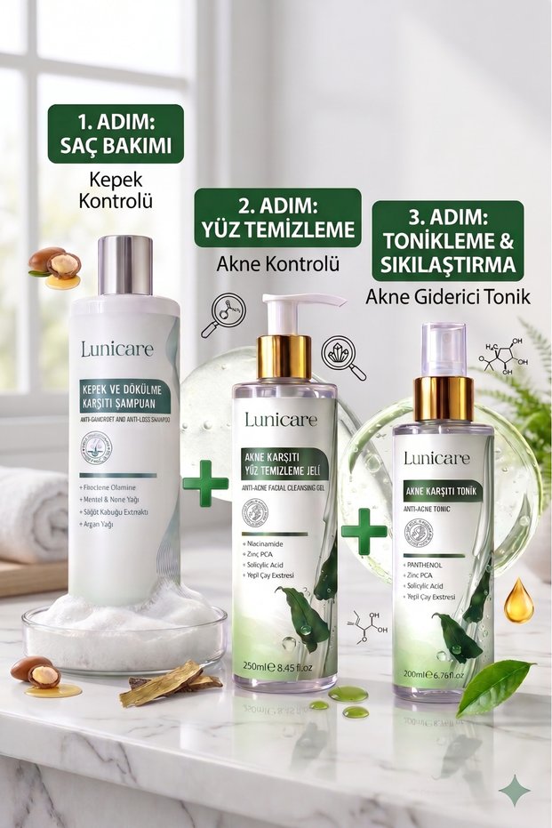 Anti-Dandruff and Anti-Hair Loss Shampoo + Anti-Acne Skin Care Products