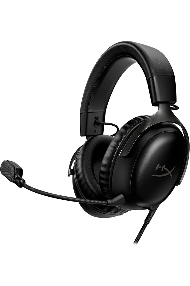 سماعة رأس سلكية للألعاب Cloud III متوافقة مع أجهزة الكمبيوتر وPlayStation 5 وXbox Series X | سماعات S، مقاس 53 ملم، نظام مسرح رقمي، إطار من الفوم المتين، ميكروفون فائق الوضوح 10 ملم، منفذ USB-C، منفذ USB-A، منفذ 3.5 ملم، أسود، من شركة