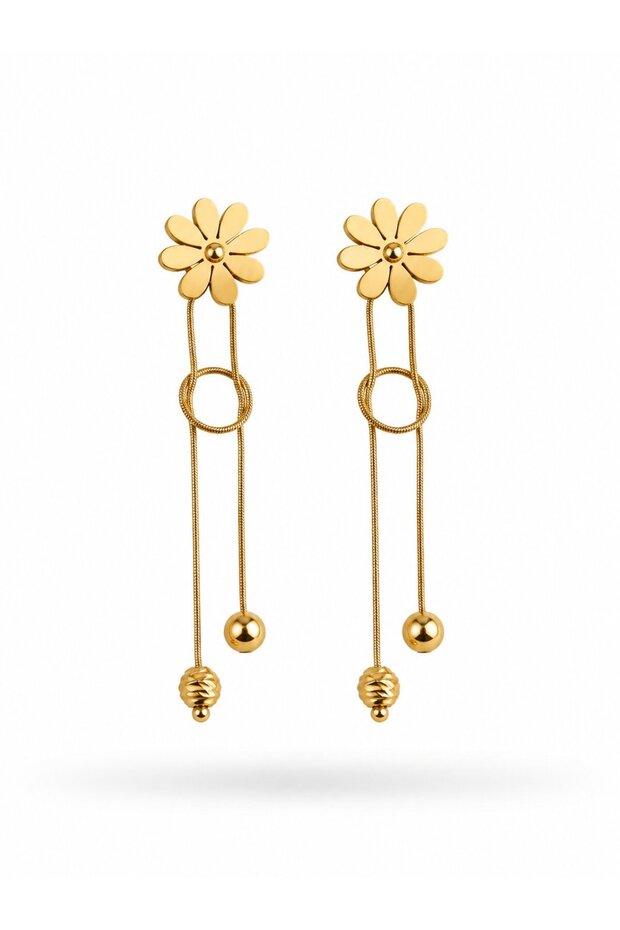 316L Steel Gold Color Dangle Knot Model Daisy Earrings