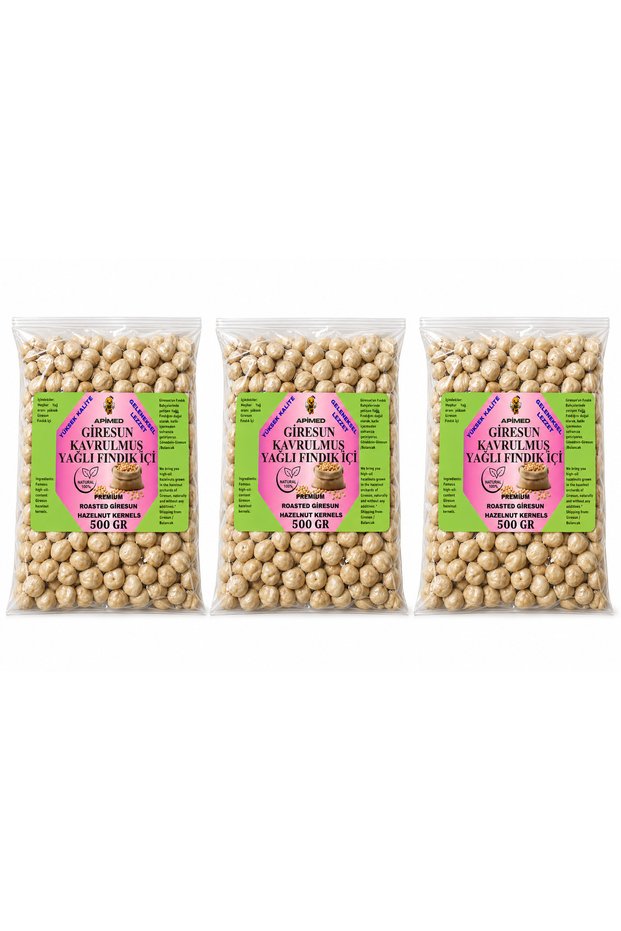 Giresun Roasted Oil Hazelnuts 3*500 Gr – 100% Natural Local Hazelnuts | High Fat Content Premium Giresun Hazelnut