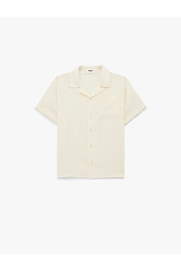 Cotton Turn-Down Collar Pocket Detailed Short Sleeve Shirt