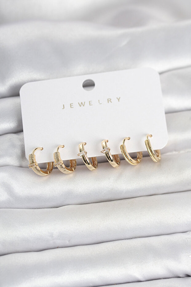 Rice Gold Color Ring Women's Earring Set