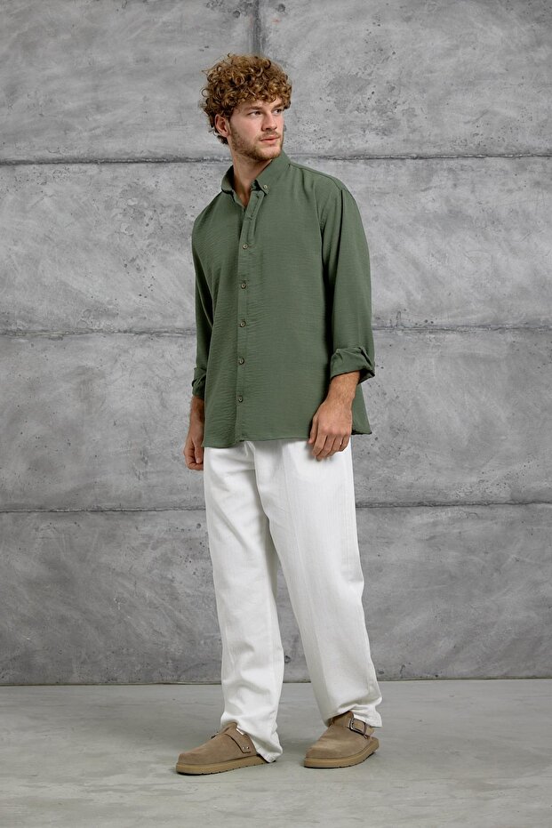Men's Shirt 251 Khaki Oversize Linen