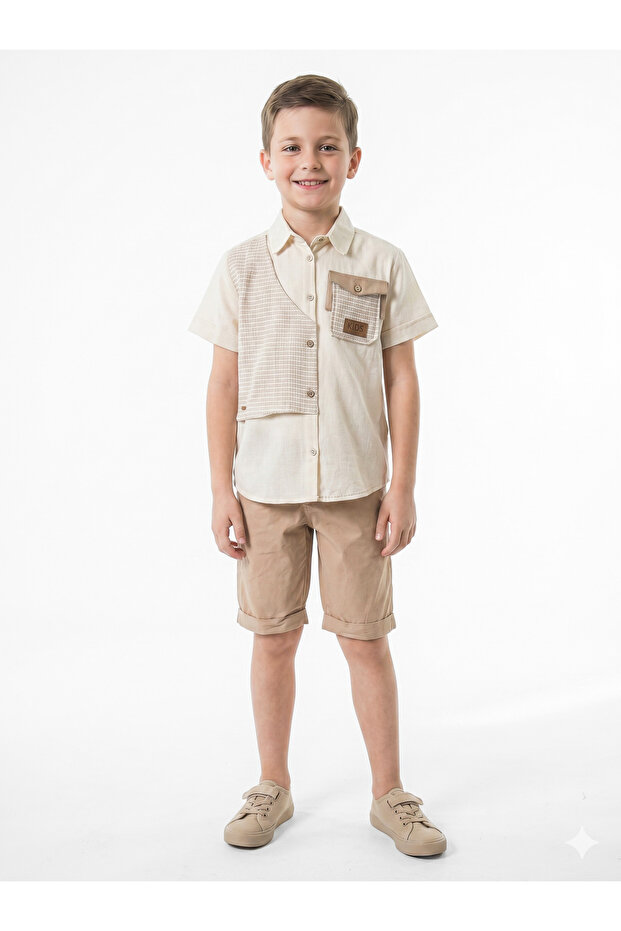 Boy's Summer Folarli 2-Piece Top and Bottom Set (Shirt + Shorts) 8-12 Years 6896
