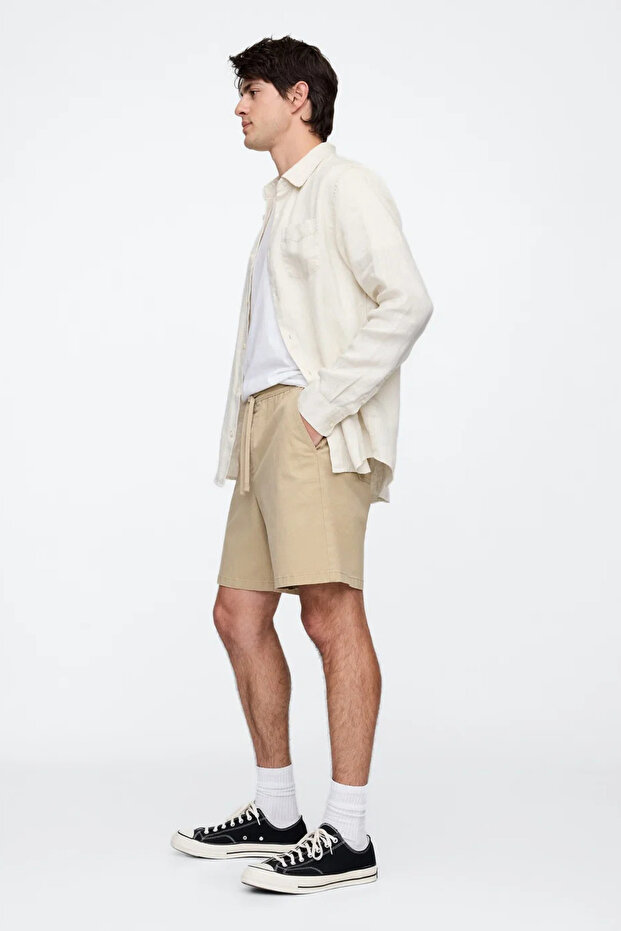 Erkek 7" Essential Pull-On Khaki Bej Şort - 4