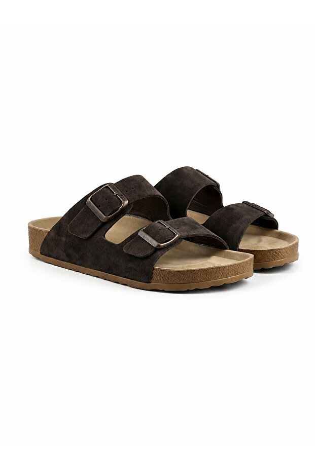Unisex Full Orthopedic Cork Sole Double Buckle Slippers