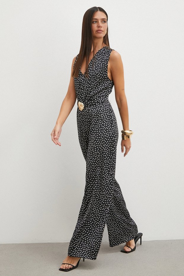 Beli Belted Palazzo Leg Jumpsuit