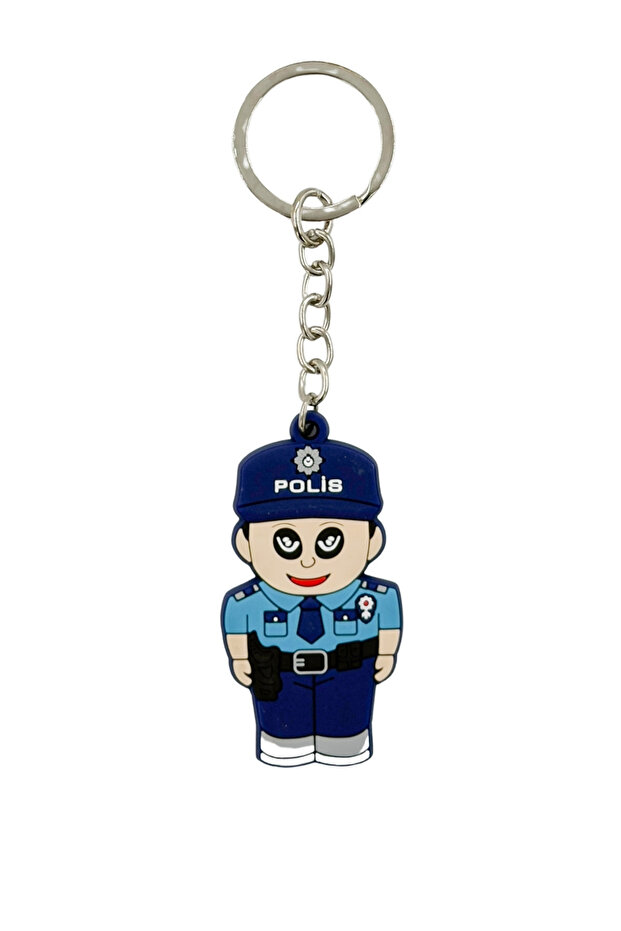 Male Police Figure - Plastic Keychain