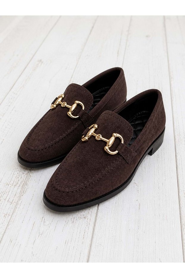 Mona Guaranteed Metal Buckle Leather Women's Loafer Casual Shoes