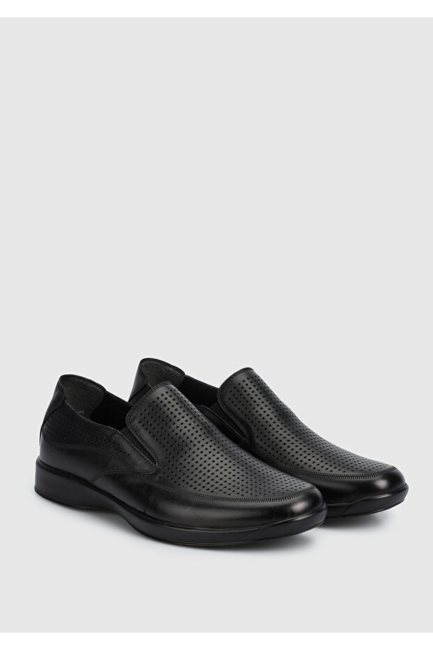 Black Leather Men's Shoes - 2