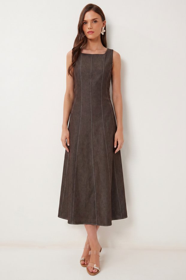 Long Summer Tencel Dress Lzh0023 Brown