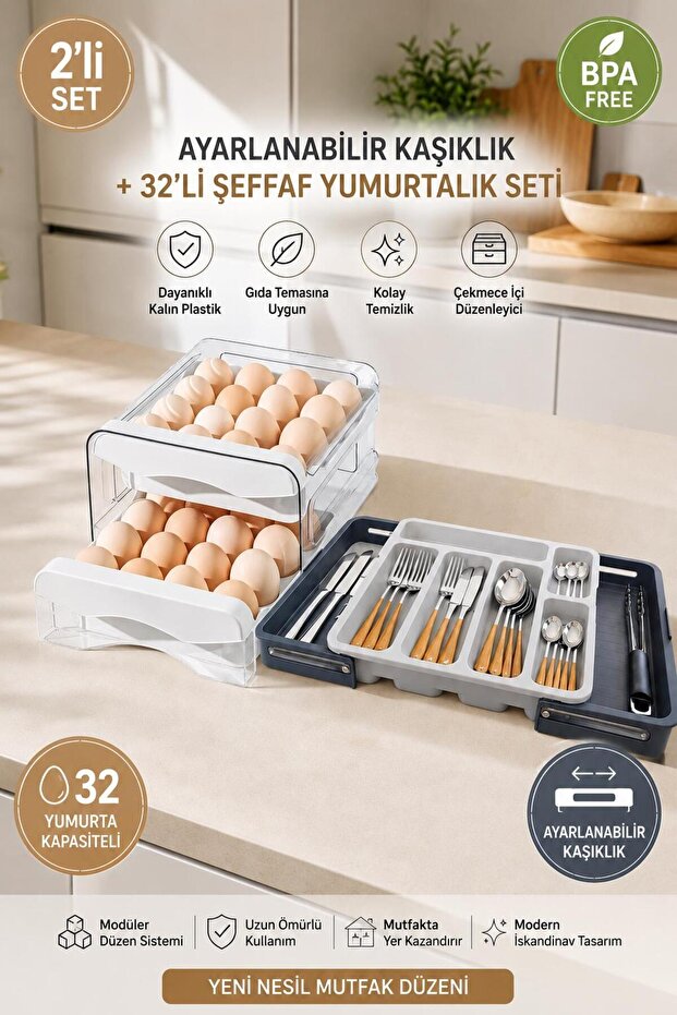 Blackstar Ayarlanabilir Kaşıklık + 32'Li Şeffaf Yumurtalık Seti