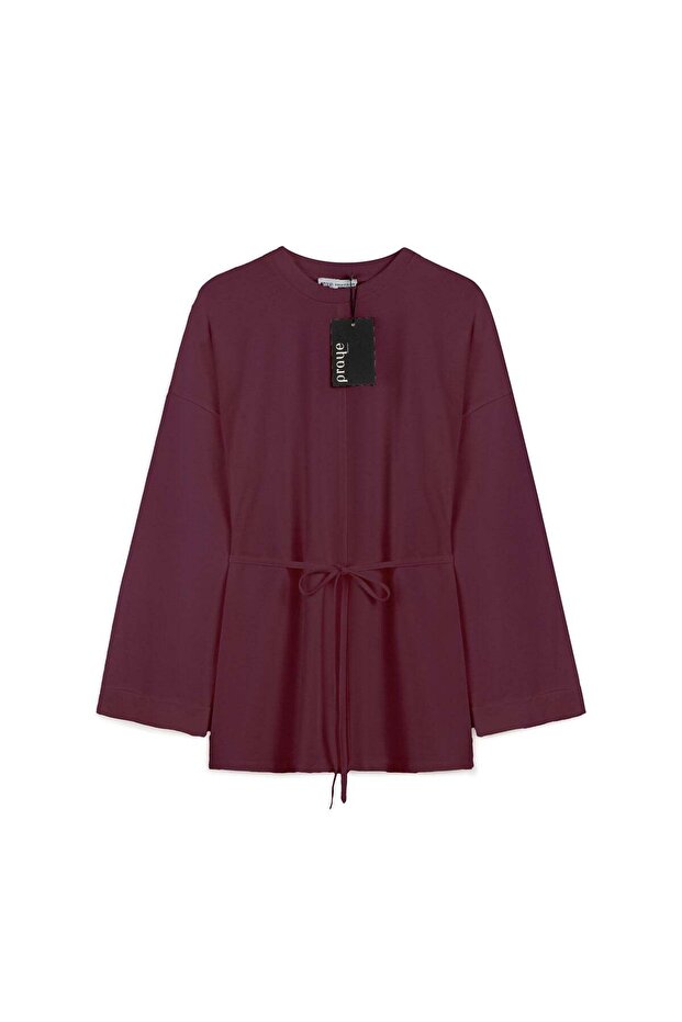 Side Slit Sweatshirt in Plum Color