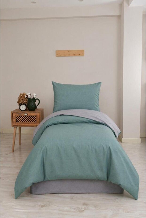 Silente Single Duvet Cover Set Mint - Gray