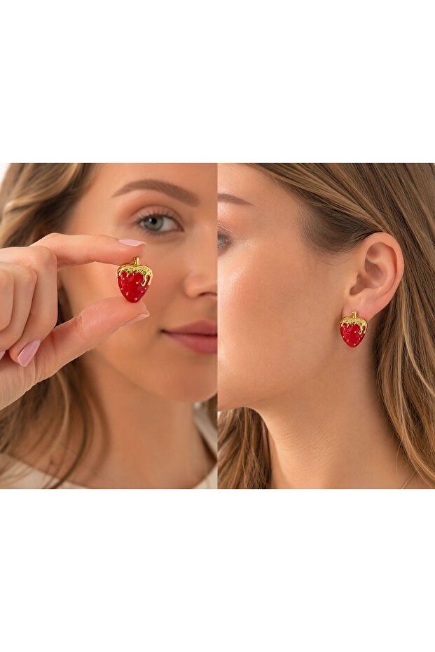 Women's Red Strawberry Earrings