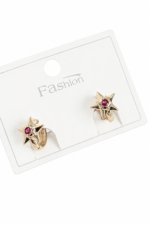 Brass Zircon Stone Star Model Gold Color Children's Earrings