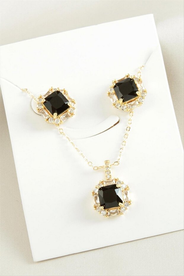 ILKESHOP قلادة مرصعة بحجر الزركون (00605) - أسود