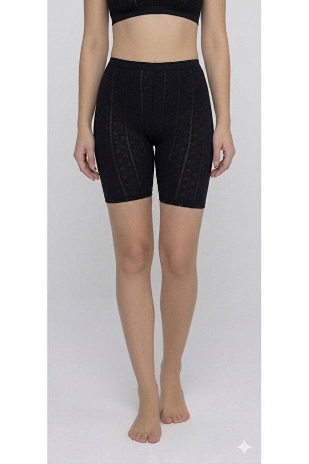 6 Pieces Women's Plus Size Jacquard (Transfer Printed) Above-Knee Short Leggings 90% Cotton 10% Elastane