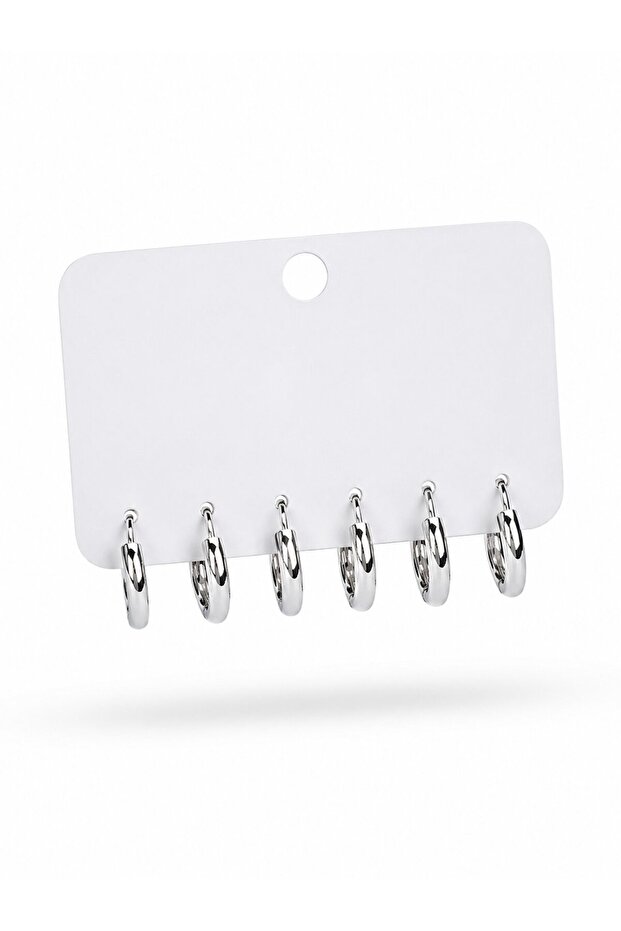 Silver Color Brass Hoop Women's Earring Set