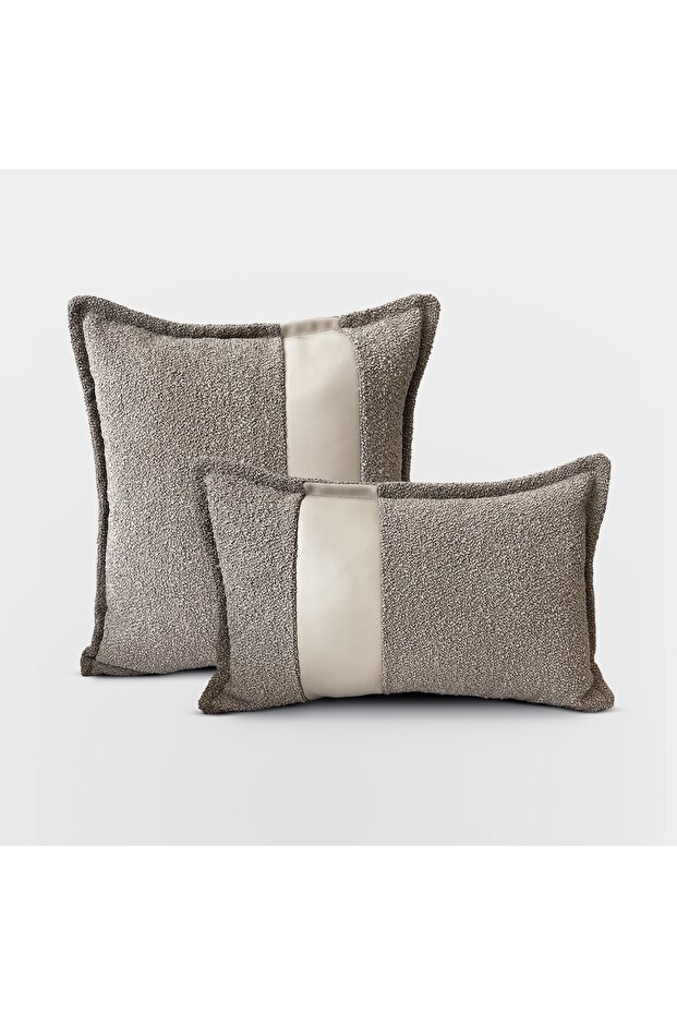 "Terra Lux" Leather Stripe Detailed Throw Pillow Cover Set