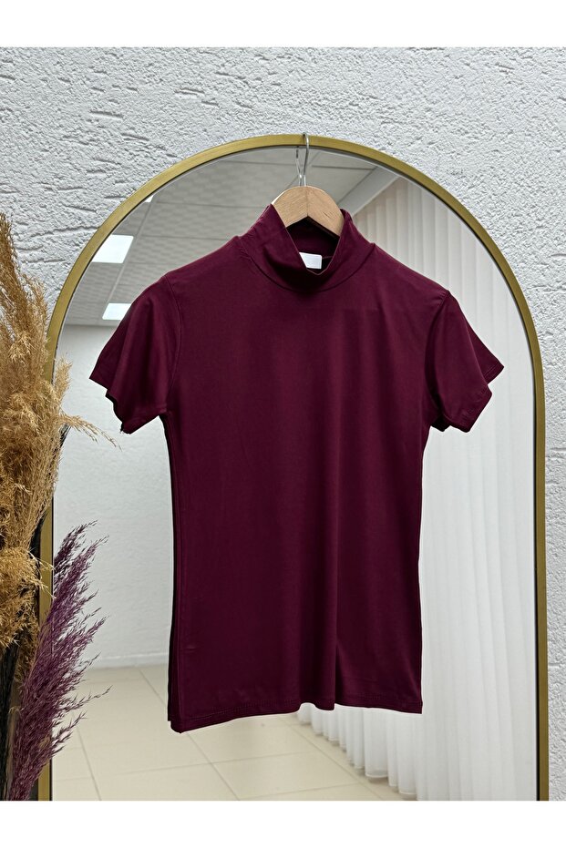 Çakıl Half Fisherman Short Sleeve Badi-Ee233 Claret Red