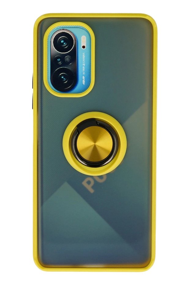 Ilkeshop New Redmi K40 Case Montreal Silicone Cover with Ring (230552) - Yellow