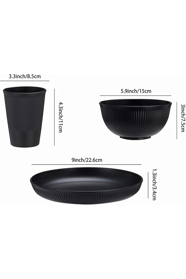 HXYPN 18pcs Kitchen Plates and Bowls Sets Wheat Straw Dinnerware Set Unbreakable Dinner Plates Cereal Bowls Drinking Cups Reusable Dinnerware Microwave Dishwasher Safe
