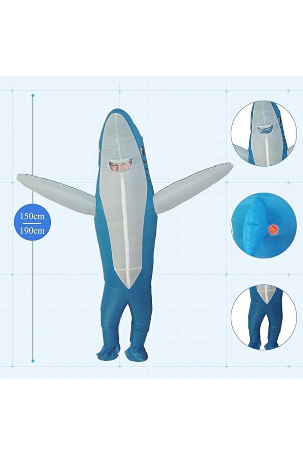 Refurbished RHESHIN - Disfraz inflable de tiburón for adults for fiesta de Halloween or cosplay (Azul)