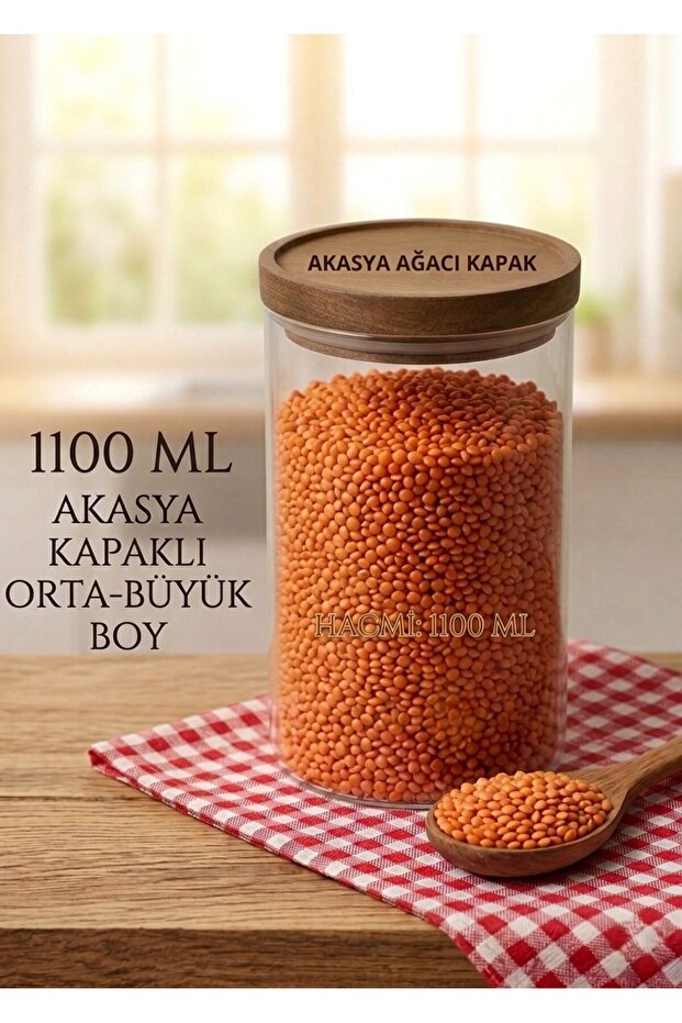 1100 مل. وعاء أكاسيا محكم الإغلاق