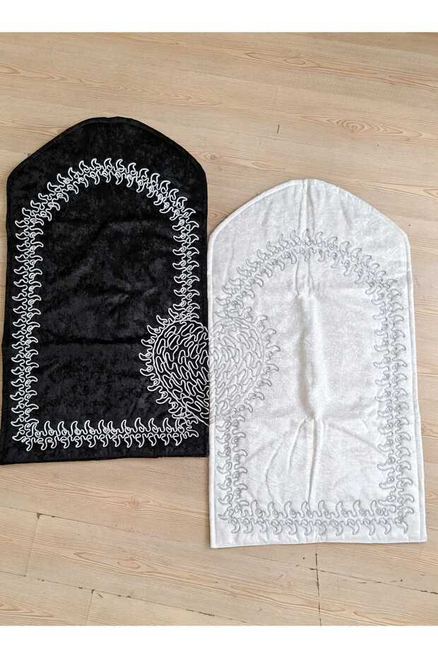 هدية سجادة الصلاة المزدوجة على شكل قلب مع علبة هدايا