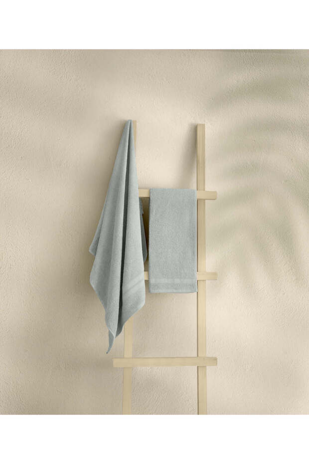 Likya 100% Cotton Border Gray 2-Piece Dowry Towel Set 1006 70X140