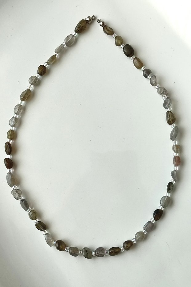 Certified Amorphous Labradorite Natural Stone Necklace