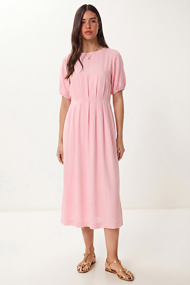 Pleated Summer Long Modal Dress Lgx0006 Sugar Pink
