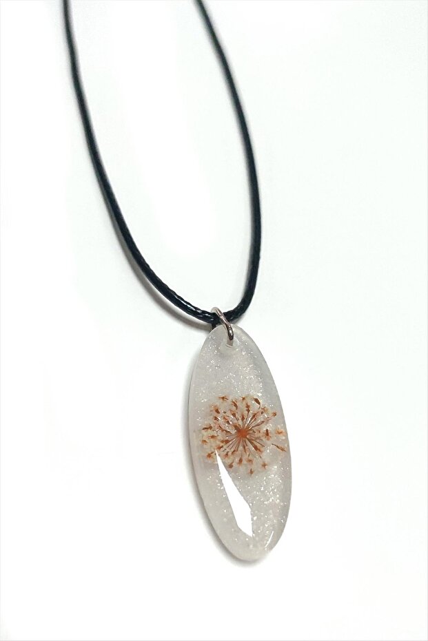 Flzdgnkr Sultanotu Flower Oval (152221) Epoxy Pendant-White