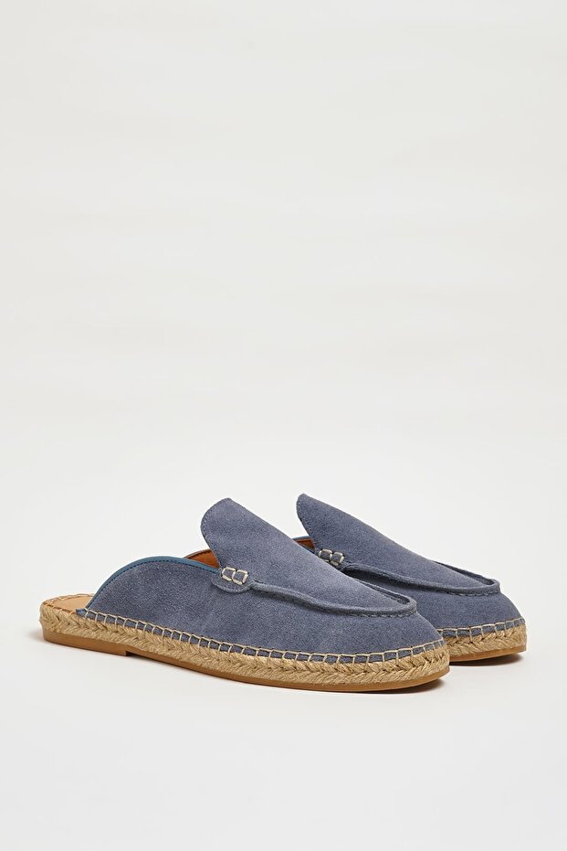 Manas Model Genuine Suede Leather Rubber Sole Slippers