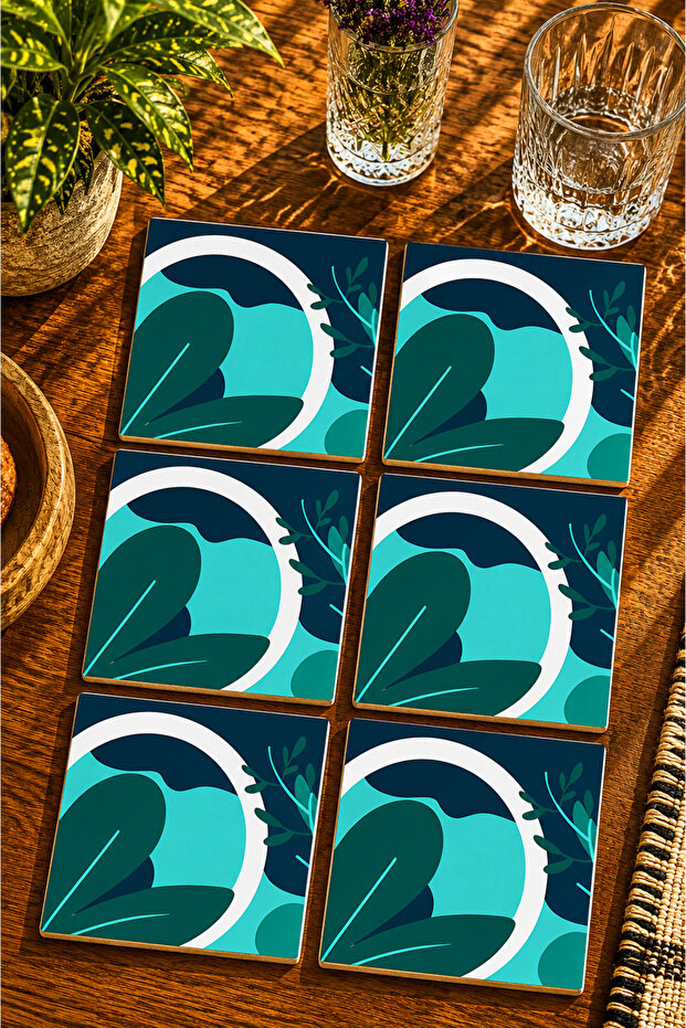 Modern Design Set of 6 Coasters - Uv Printing Mdf - 10X10 cm