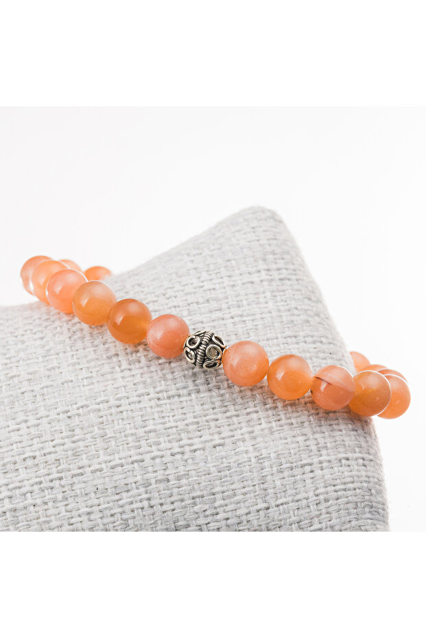 Sun Stone Silver Bracelet-8 mm